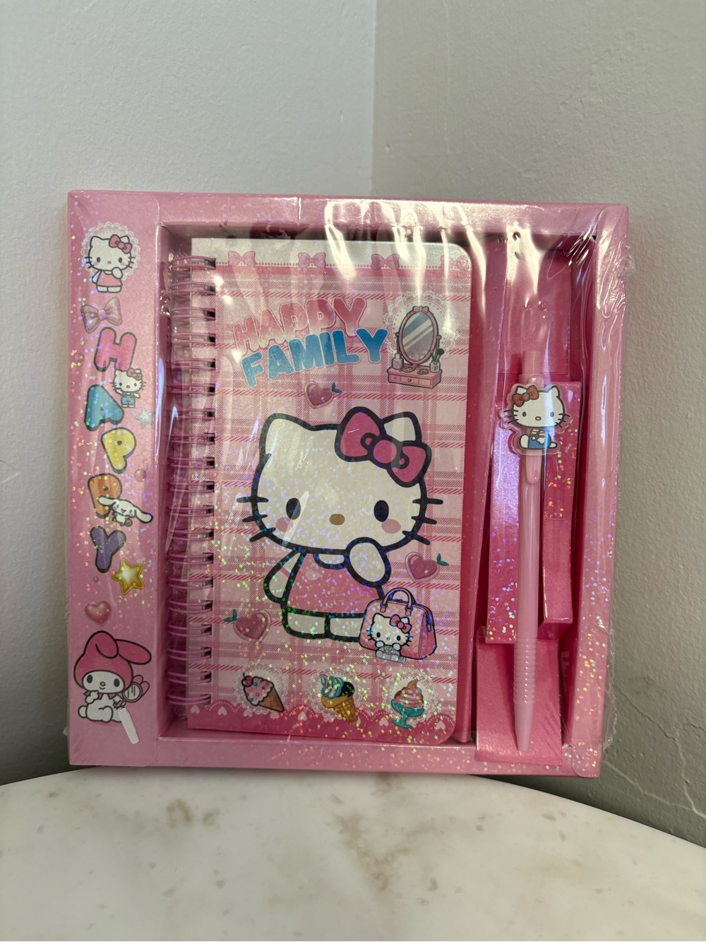 Hello Kitty Pink Spiral Notebook and Pen Gift Set